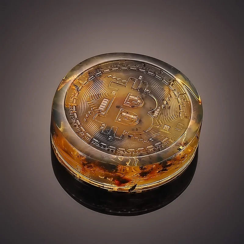 Bitcoin coin made of natural Baltic amber Engraving Coin | Bitcoin Art | Crypto Coin | Bitcoin (BTC) Physical Crypto Coin | Unique Present