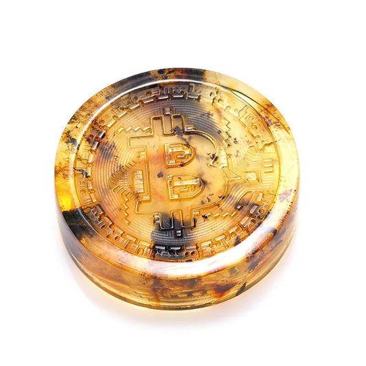 Bitcoin coin made of natural Baltic amber Engraving Coin | Bitcoin Art | Crypto Coin | Bitcoin (BTC) Physical Crypto Coin | Unique Present