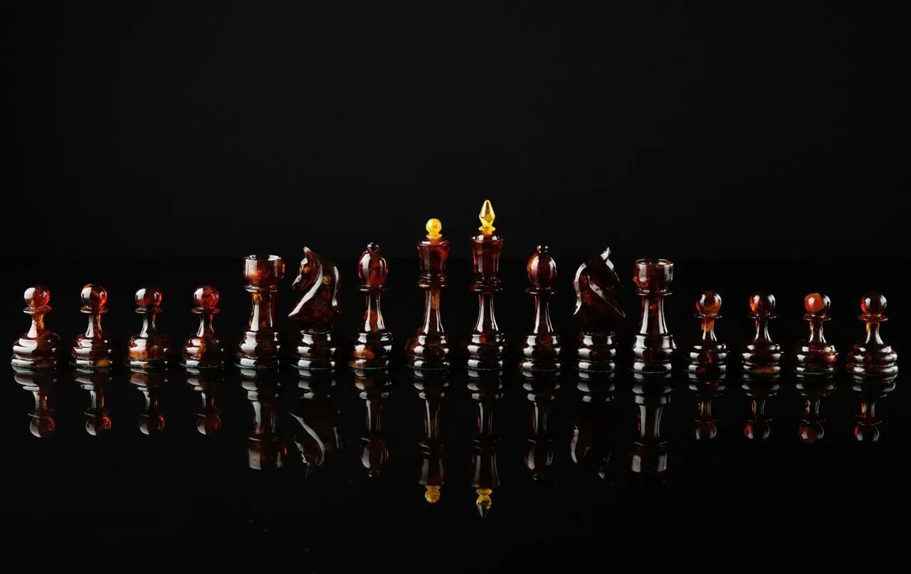 Amber classic chess figures |Handmade carved Luxury Amber chess pieces cognac honey color| Board Game| unique chess gift