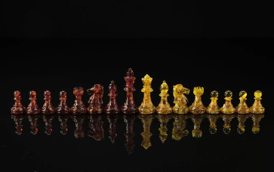 Handmade carved amber classic I chess large figures |Luxury Amber chess pieces cognac honey color| Board Game|Vip Gift| unique chess gift