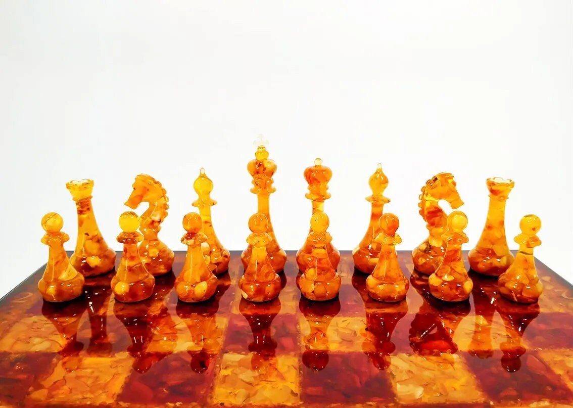 AMBER CHESS SET Europe|Premium Chess Set Wooden Amber Chess board |Amber chess Pieces|Wooden Chessboard|Chess Figures|Board Game