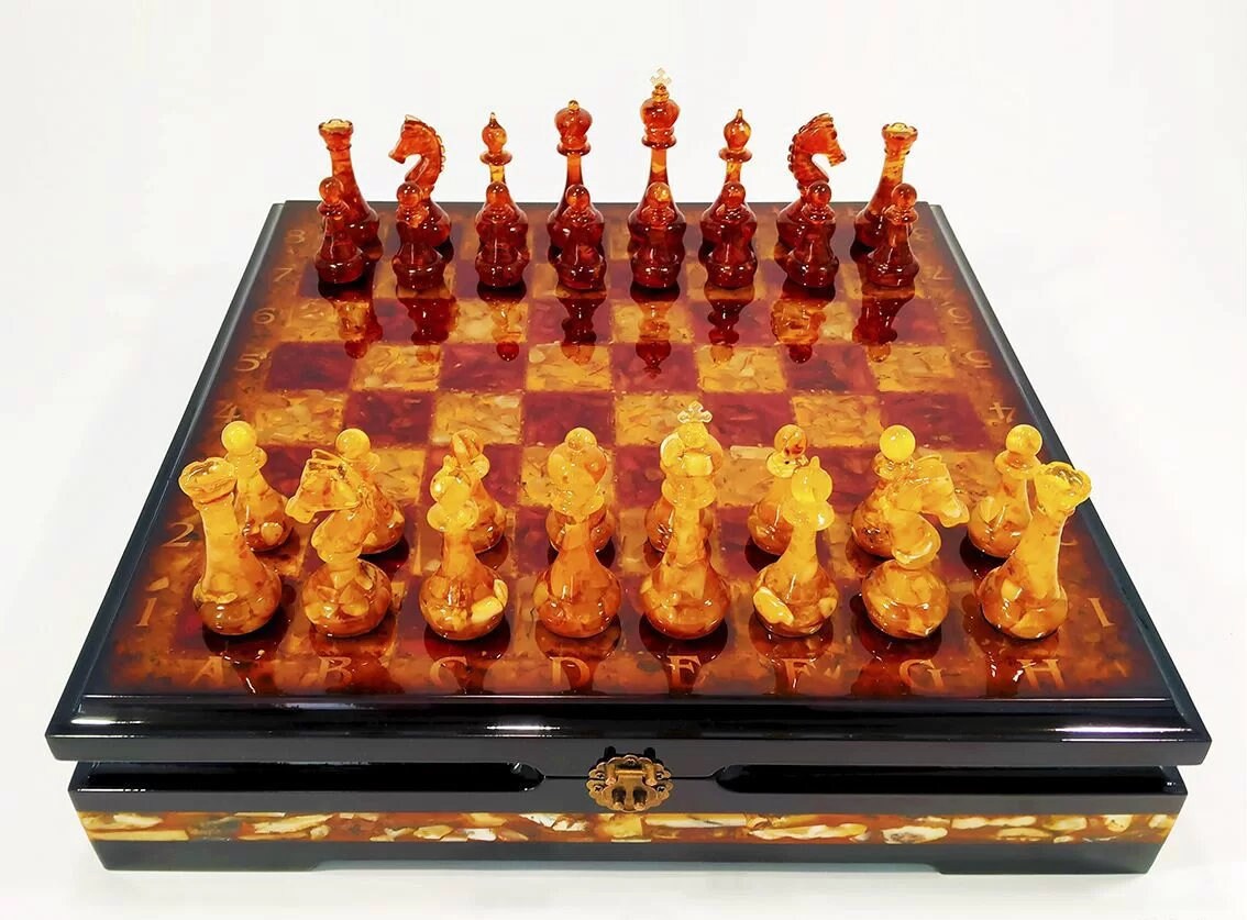 AMBER CHESS SET Europe|Premium Chess Set Wooden Amber Chess board |Amber chess Pieces|Wooden Chessboard|Chess Figures|Board Game