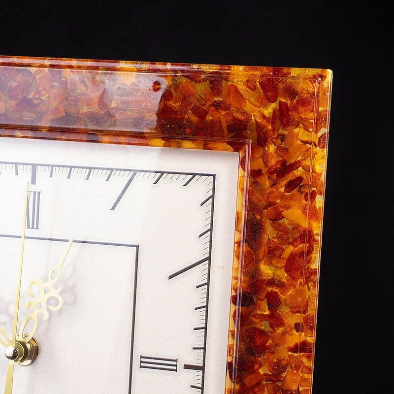 Handmade classic square wall clock in amber frame|Amber gift| Home Decor | Wall Clock Amber| Unick Gift| Office Decor| Baltic amber  Clock