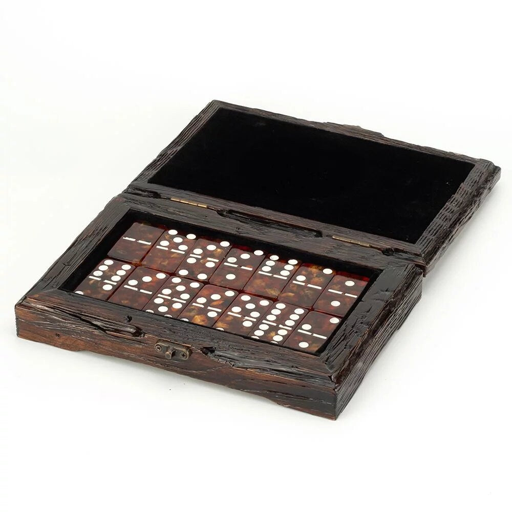 Amber domino set in a carved wooden box-casket| Amber domino game set |Amber bones Chips| Dominoe game| Game gift