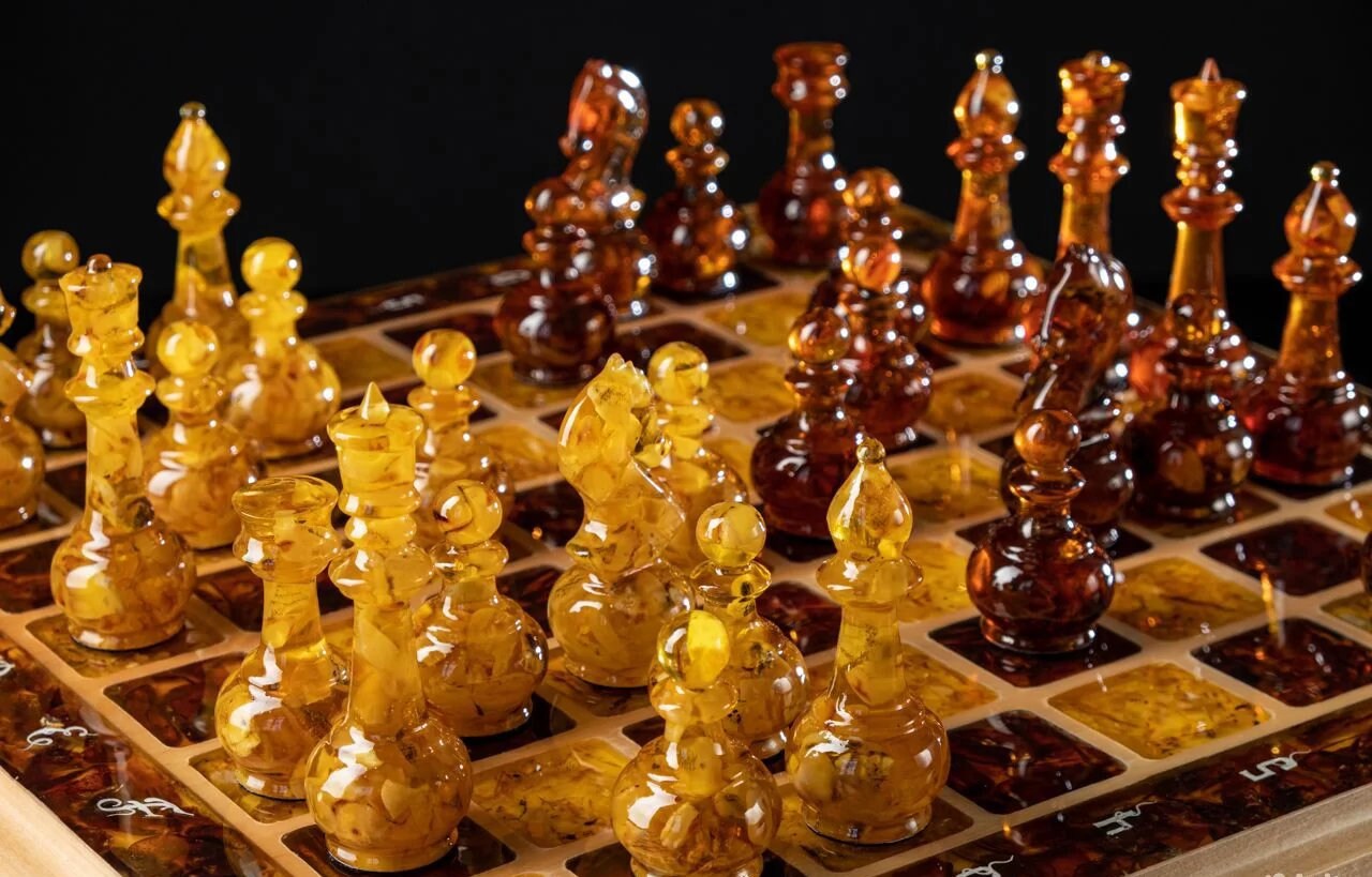 Wood Amber Chess set Light with amber chess pieces |Wooden Amber chess Board| Amber Chess Figures |Board Game| Vip Gift|Luxury Gift Interior