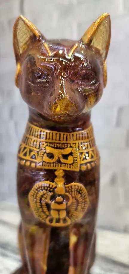 Majestic Sphinx cat figruine made of natural Baltic amber|Amber Souvenir Statue |Amber carved Cat Statuette|Amber cat Sculpture |unick gift