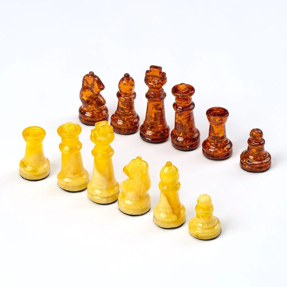 Handmade Amber chess pieces of milk and cherry color|Luxury Baltic Amber chess figures|Board Game| Vip Gift| unique present|Chess gift