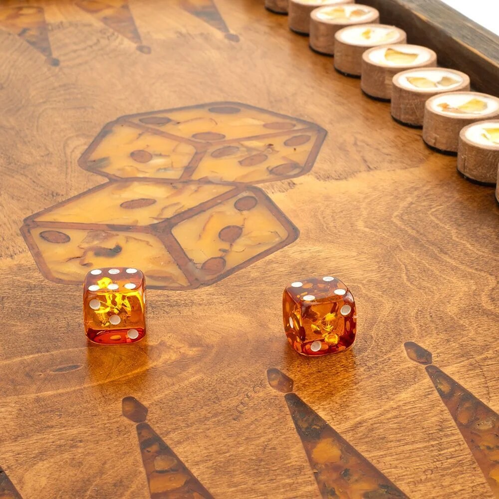 Exclusive backgammon set with natural amber mosaic handmade "Royal Lion"| baltic Amber backgammon chips Backgammon Dices|Board Game|Vip Gift