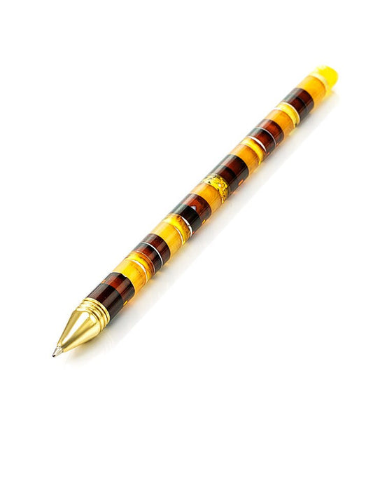 The luxurious ballpoint pen made of pieces of natural Baltic amber mosaic|Amber Souvenir Pen| Luxury Businessman Gift| Office Decor Tools