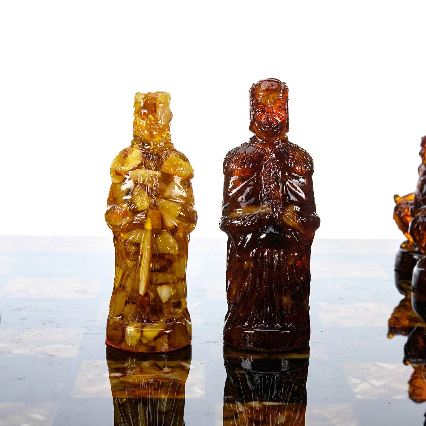 Handmade Large Amber Chess set with amber knight chess pieces|Wood Amber chessboard|Amber Chess Figures|Board Game|Vip Gift|Luxury chess set