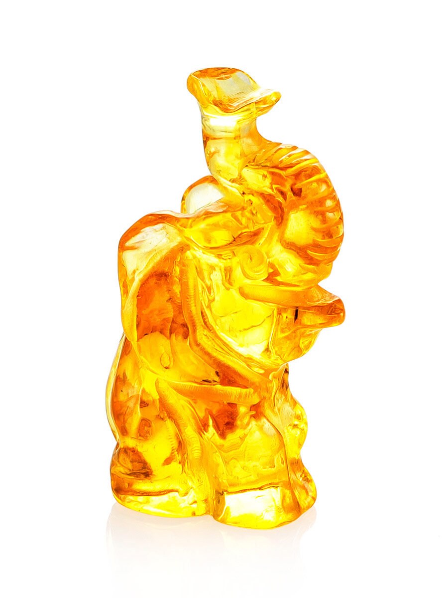 Carved elephant figurine made of bright sunny amber|Baltic amber statuette elepthant|Amber Sculpture|Amber Souvenir Statue unick gift