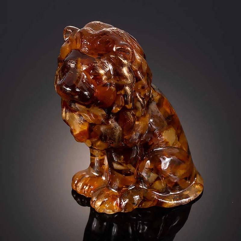 Large amber souvenir Figurine Lion King|Lion Art|Home Decor| Amber Souvenir Gift|Handmade Amber Lion Statuette |Amber Sculpture unique gift