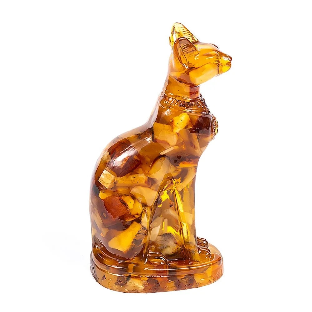 Figurine natural Baltic amber Egyptian cat Sphinx|Home Decor|Amber Souvenir Gift |Amber carved Cat Statuette|Amber cat Sculpture |unick gift