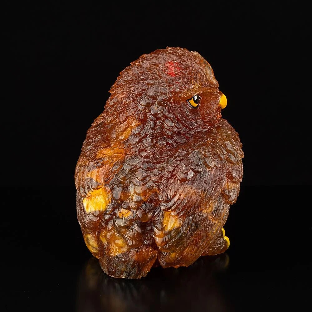 Large souvenir figurine made of amber Owl| Handmade Amber Souvenir gift |Baltic Amber Owl Statuette |Amber owl Sculpture |unick gift|owl art