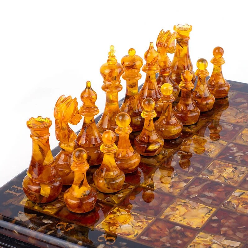 Handmade Luxurious amber chessboard on legs with classic pieces|Wooden Amber Chessboard |Chess Figures|Board Game|Vip Gift|Unick chess gift