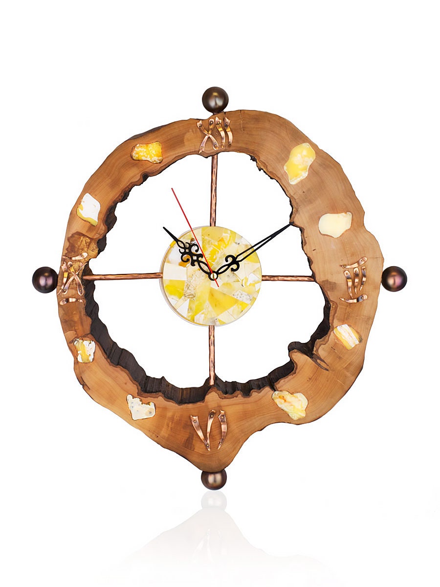 Handmade Luxury wall clock made of amber and wood|Amber gift| Home Decor | Unick Wall Clock Amber| Unick Gift| Office Decor| Handcraft Clock