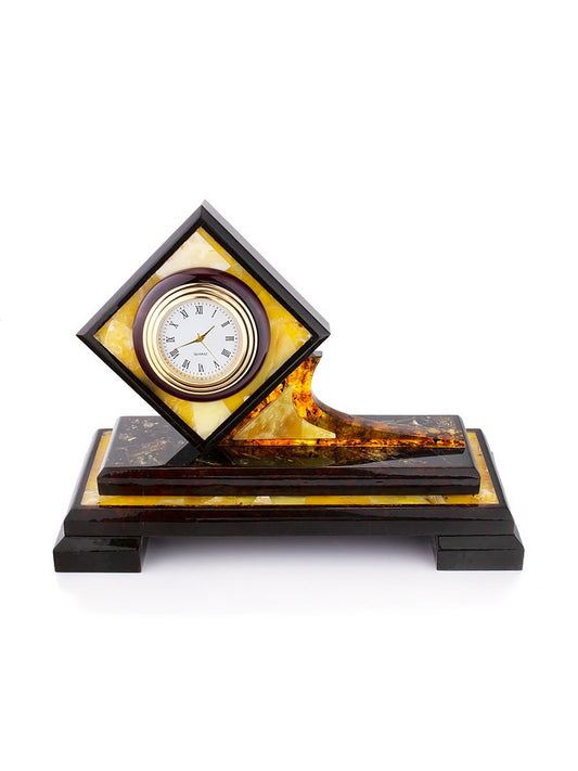 Handmade Beautiful Elegant clock made of natural Baltic amber|Amber Souvenir gift| Home Decor | Luxury Clock Amber| Unick Gift| Vip Gift