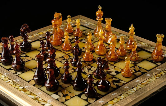 Handmade Amber Chess set with figures |Amber chess Pieces| Amber Chessboard|Amber Chess Figures|Board Game| Vip Gift|Luxury Chess Set