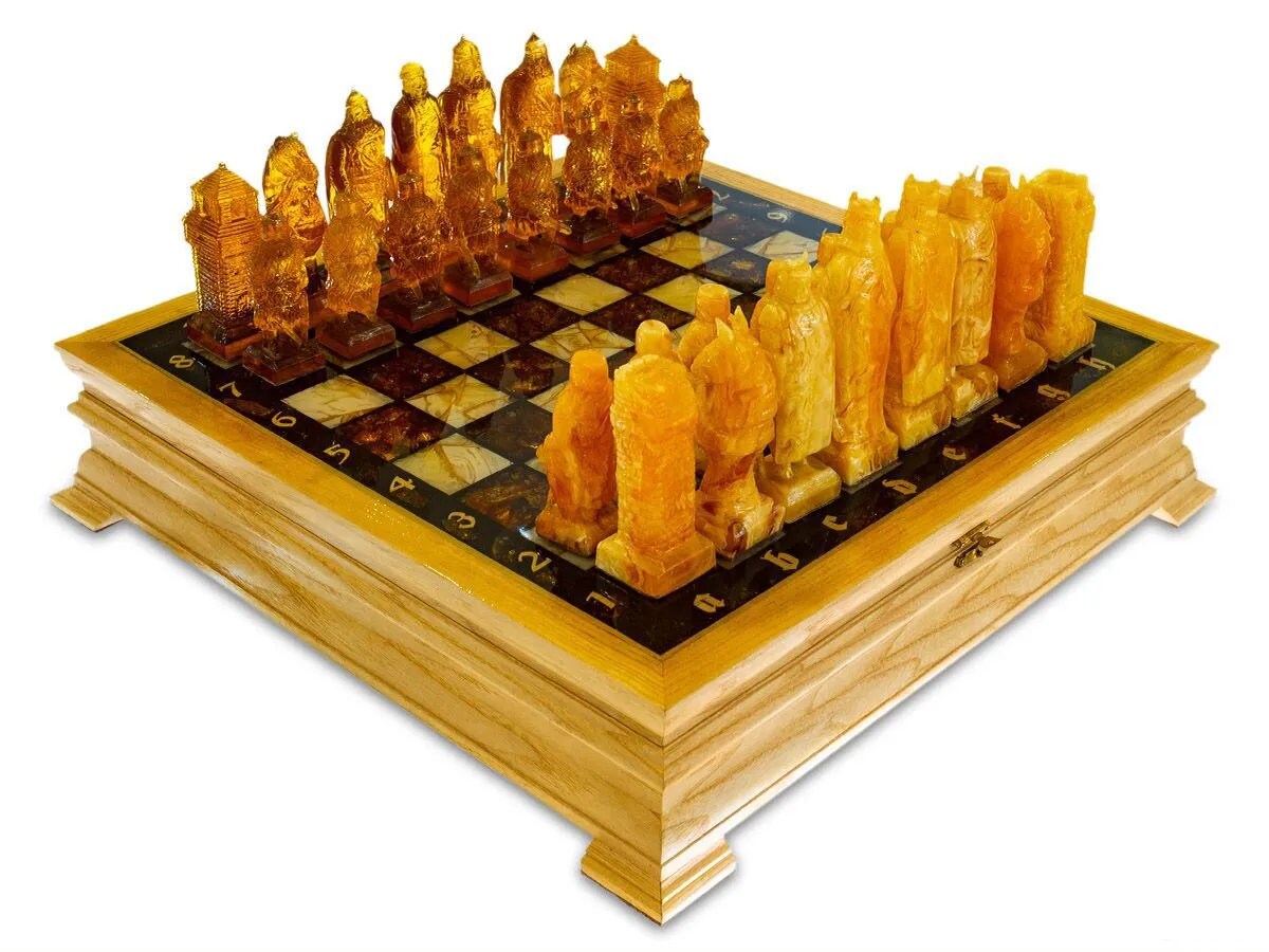 Large Amber chess set with luxurious Amber Pieces Heroes |Wooden amber Chessboard Chess Figures Board Game Vip Gift unique present Luxury