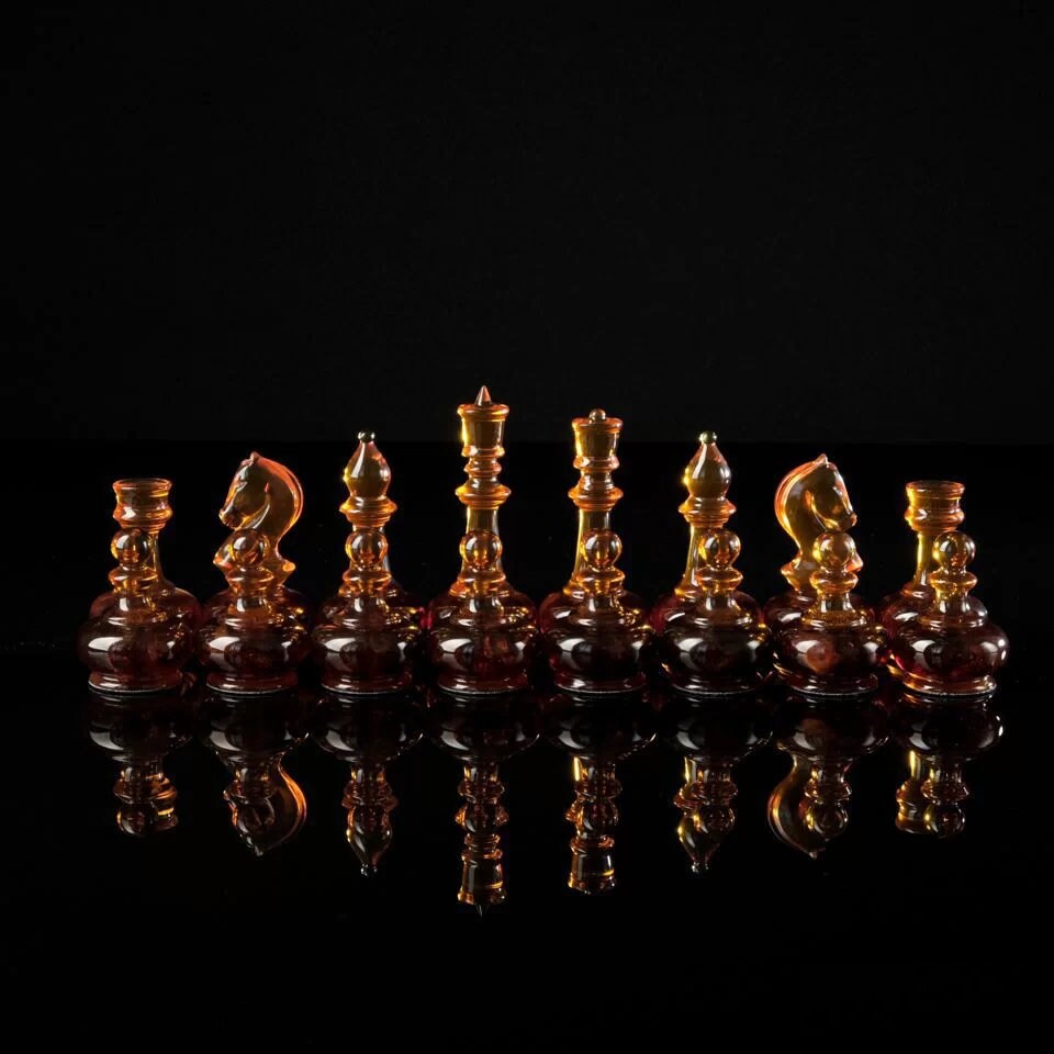 Handmade carved chess Figures Pieces Byzantine |Luxury Amber chess pieces cognac honey color| Board Game| Vip Gift| unique present|