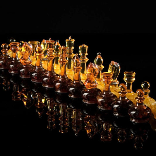 Handmade carved chess Figures Pieces Byzantine |Luxury Amber chess pieces cognac honey color| Board Game| Vip Gift| unique present|