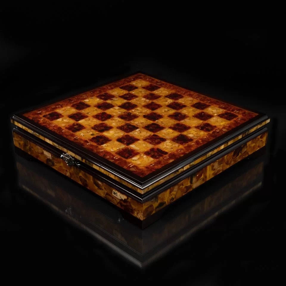 Handmade Wood Amber Chess set Diplomat 2in1|Amber chess Pieces checkers| Amber Chessboard|Chess Figures|Board Game|Vip Gift|Luxury Chess Set