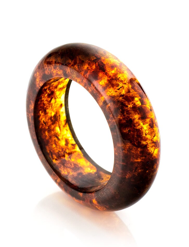 Amber band unique cognac amber ring|Baltic Amber wedding band|Handmade Jewelry Gift|Stylish ring|Gift for him for her