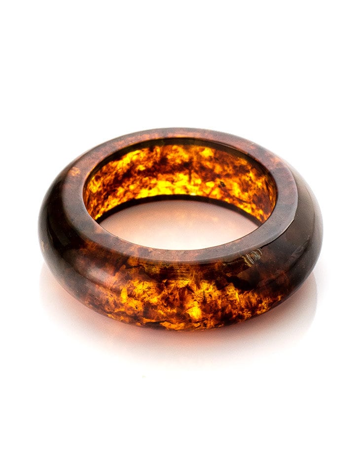 Amber band unique cognac amber ring|Baltic Amber wedding band|Handmade Jewelry Gift|Stylish ring|Gift for him for her