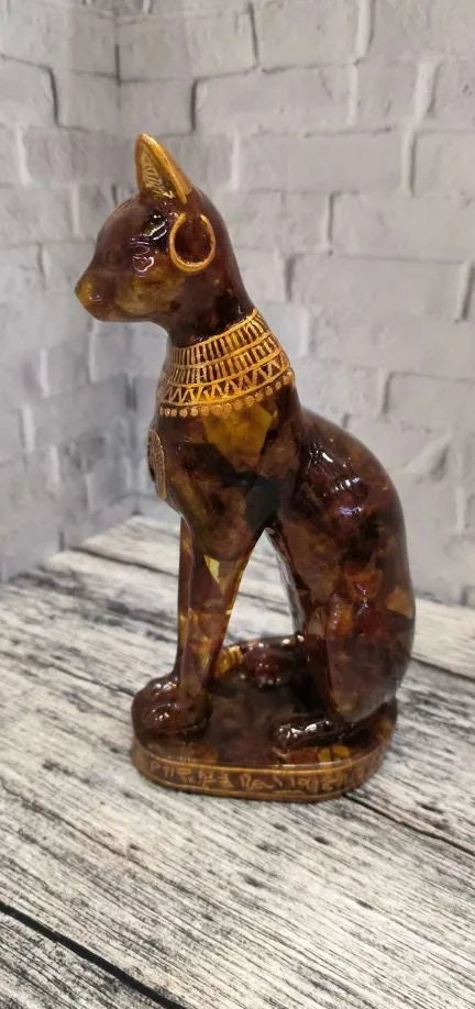 Majestic Sphinx cat figruine made of natural Baltic amber|Amber Souvenir Statue |Amber carved Cat Statuette|Amber cat Sculpture |unick gift