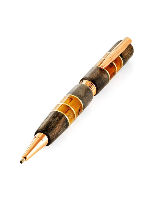 Unique ballpoint pen made of amber and picturesque birch wood with graphite tinting|Amber wood birch Pen|Luxury gift|Unick Gift|Gift for him