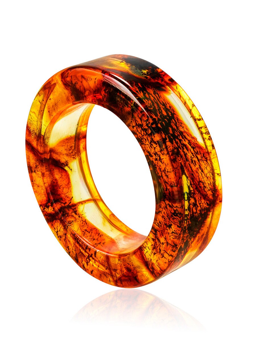 Handmade transparent ring made of natural molded amber| Amber wedding band|Handmade Jewelry Gift|Gift for him for her|Balltic amber jewelry