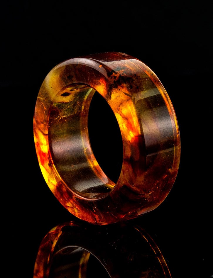 Handmade transparent ring made of natural molded amber| Amber wedding band|Handmade Jewelry Gift|Gift for him for her|Balltic amber jewelry