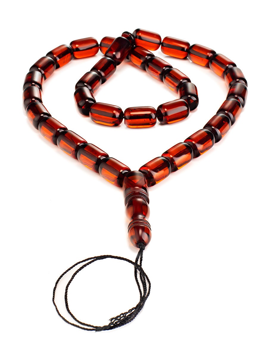 Muslim rosary beads on 33 barrels made of natural solid Baltic amber cherry color|Handmade Rosary beads |amber taspih|Unique rosary gift