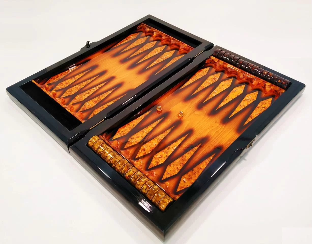 AMBER BACKGAMMON Board|backgammon board| high quality wood Backgammon board|Checkers amber set|Wooden Backgammon Set