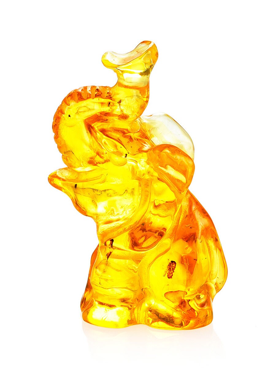 Carved elephant figurine made of bright sunny amber|Baltic amber statuette elepthant|Amber Sculpture|Amber Souvenir Statue unick gift