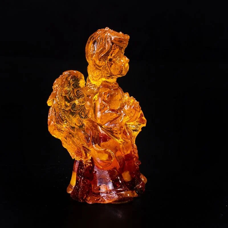 Handmade Figurine with natural amber "Angel with wings" |Amber Souvenir Gift |Amber Angel Figurine|Amber Sculpture unick gift|Home decor