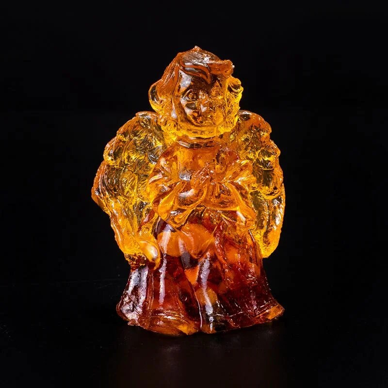 Handmade Figurine with natural amber "Angel with wings" |Amber Souvenir Gift |Amber Angel Figurine|Amber Sculpture unick gift|Home decor