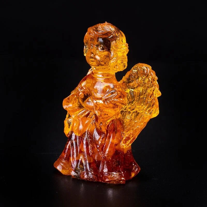 Handmade Figurine with natural amber "Angel with wings" |Amber Souvenir Gift |Amber Angel Figurine|Amber Sculpture unick gift|Home decor