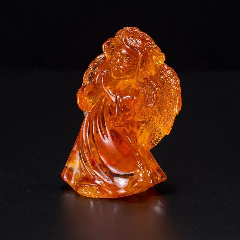 Handmade Cute figurine with natural amber Angel|Amber Souvenir Gift |Amber Angel Figurine|Amber Sculpture unick gift|Home decor|gift for her