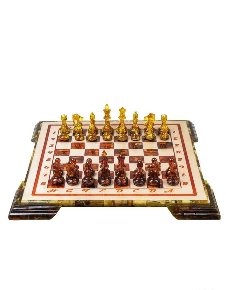 Luxury Amber chess set with classic carved figures on legs|Wooden Amber Chessboard |Chess Figures|Board Game|Vip Gift|Unick chess gift