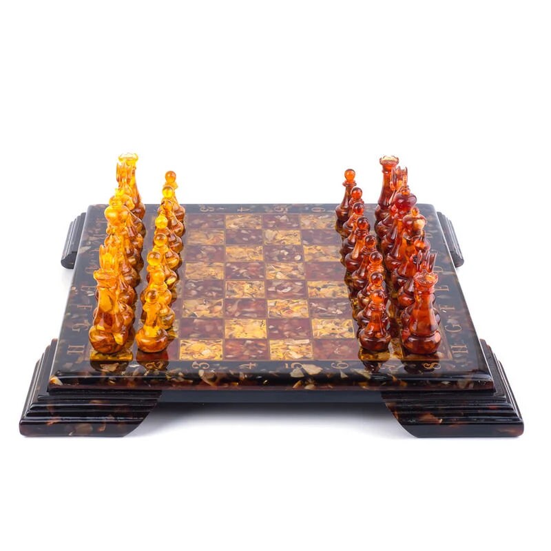 Handmade Luxurious amber chessboard on legs with classic pieces|Wooden Amber Chessboard |Chess Figures|Board Game|Vip Gift|Unick chess gift