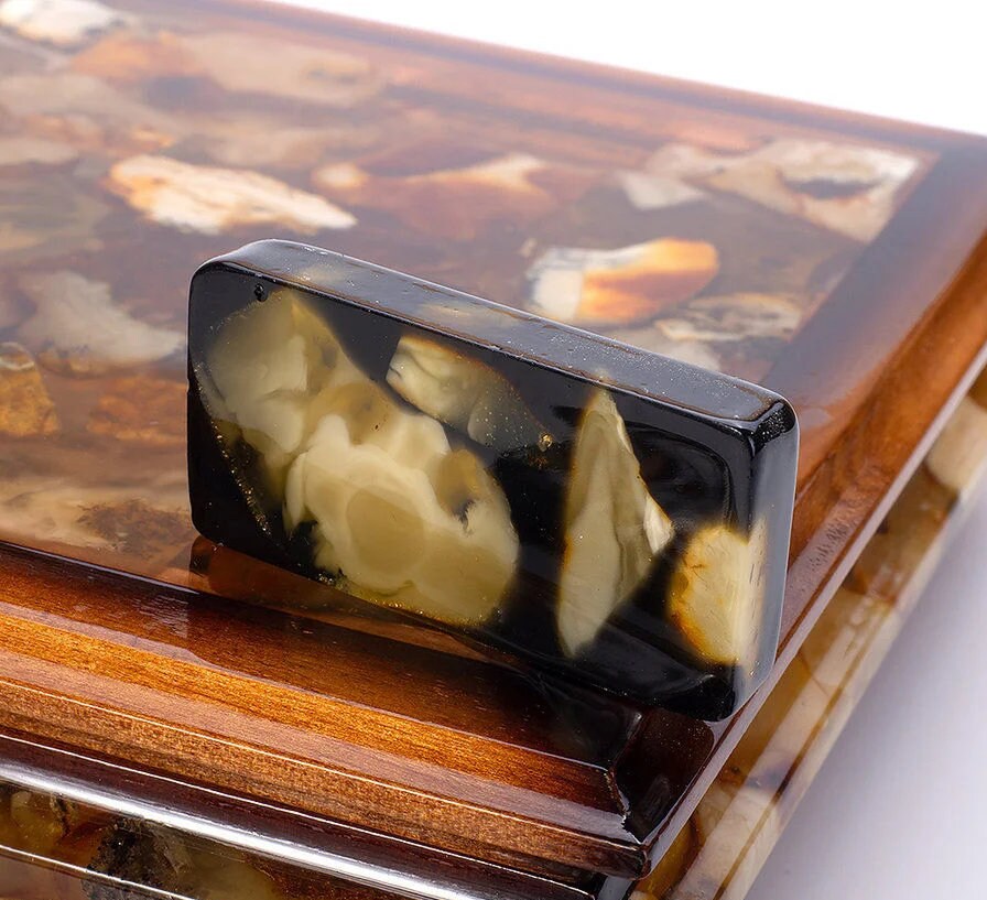 Luxury amber domino set with amber chips in wooden casket| Natural Baltic Amber domino set| Boar game|Amber bones Chips| Amber game Chips