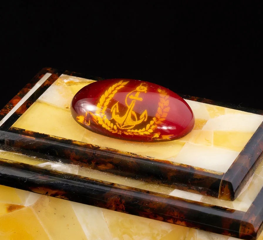 Amber Jewelry  box  with inserts with intaglio in a marine theme|amber storage box|Keepsake box|Luxury amber box