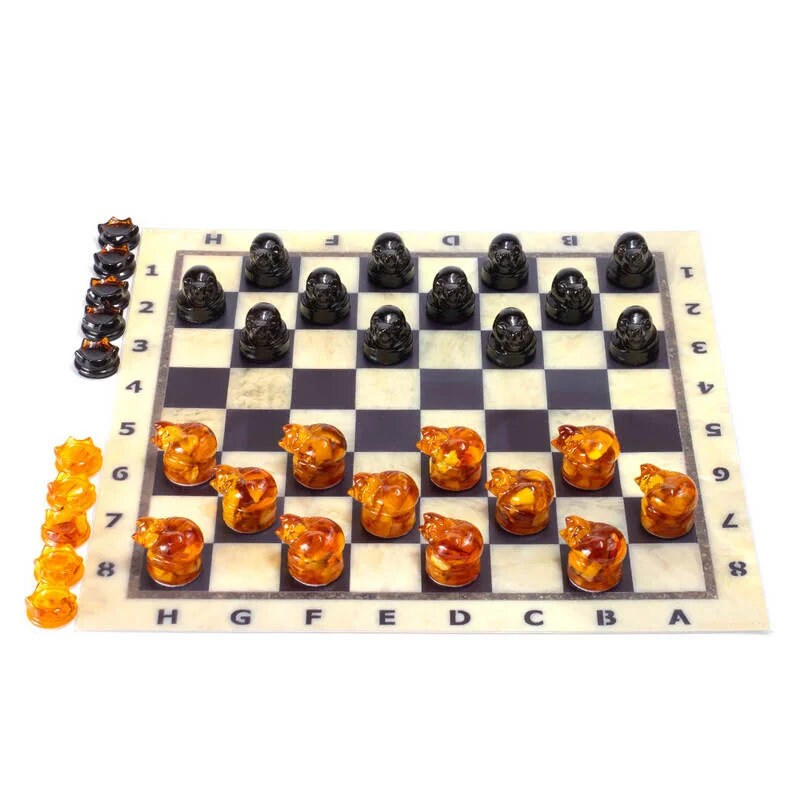 Handmade Amber curly checkers for board games Cat and Mouse |Board Game|Luxury animal Checker pieces|Vip gift|Board game gift|Unick checkers