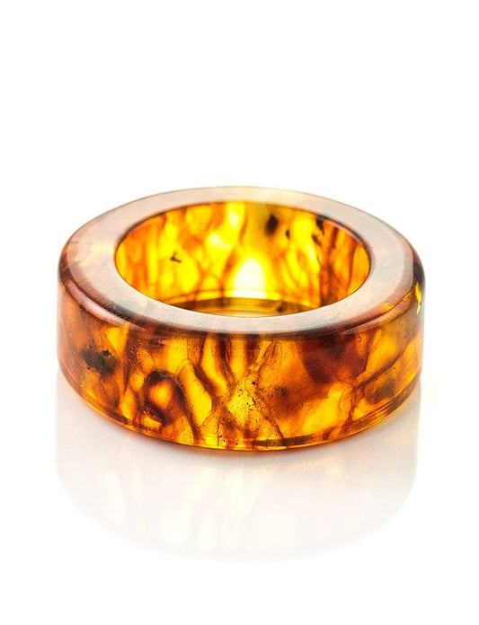 Handmade transparent ring made of natural molded amber| Amber wedding band|Handmade Jewelry Gift|Gift for him for her|Balltic amber jewelry