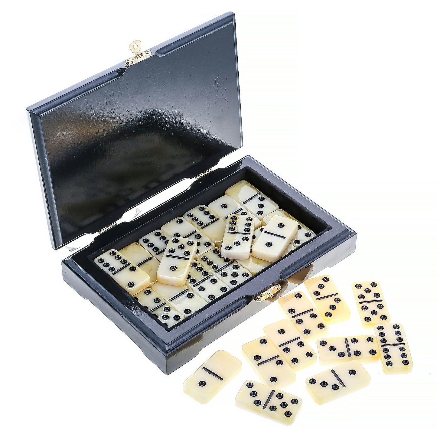 Domino set made of natural amber with chips in wooden box-casket Golden Crown|Natural Amber domino game set |Amber bones Chips| Amber Chips