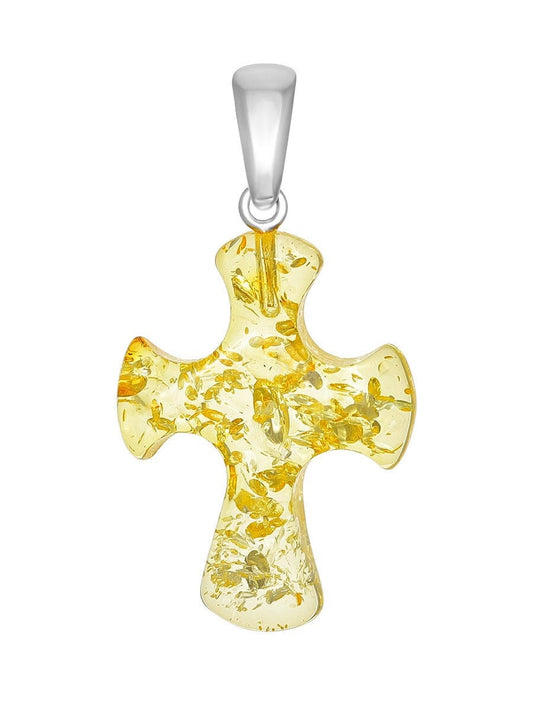 Large  cross made of natural sparkling lemon-colored amber|Amber Carved Cross Pendant |Amber Jewelry Gift|Religious Gift|Crucifixion pendant