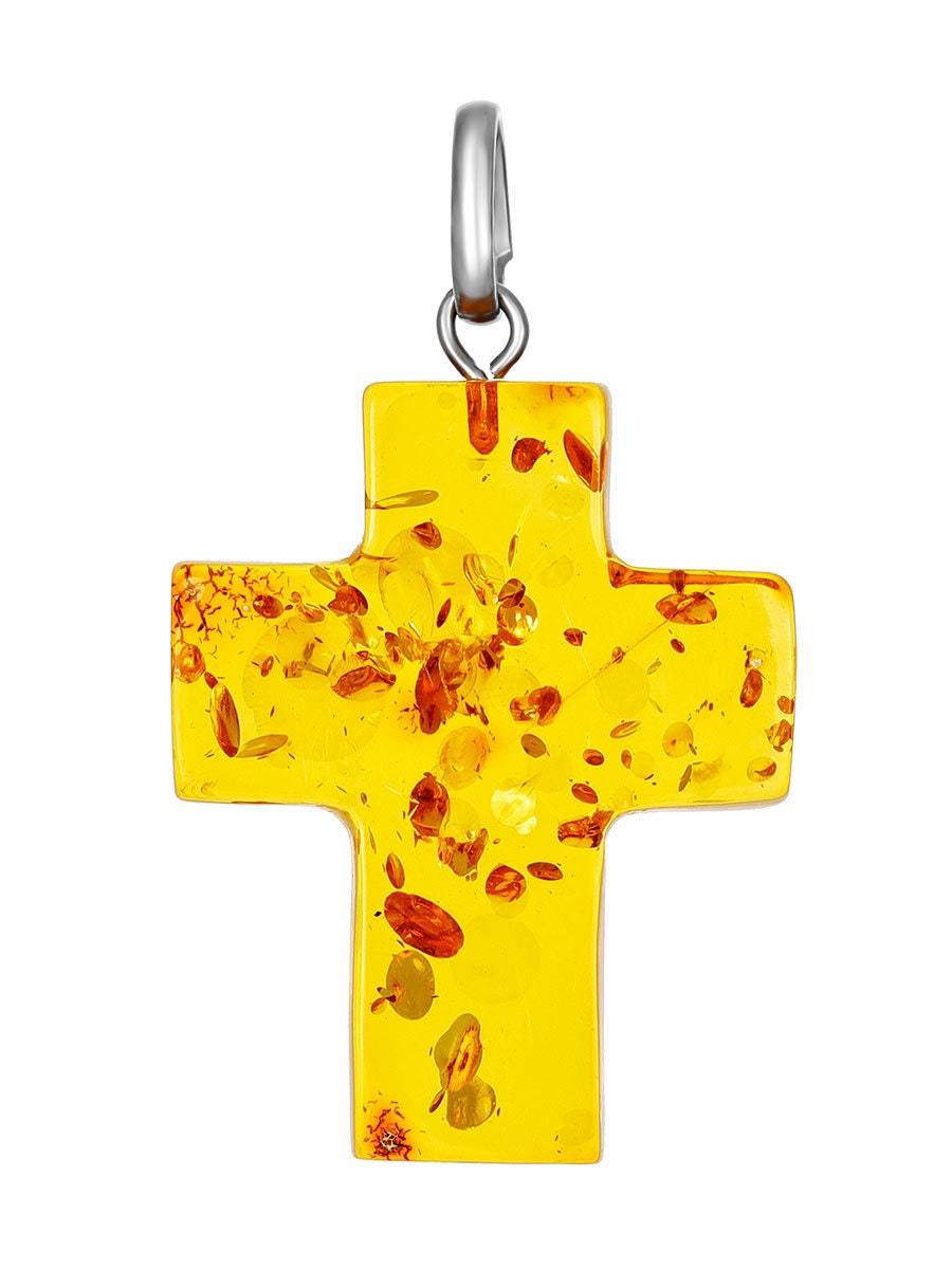 Handmade elegant cross carved from a single piece of natural Baltic golden color Amber Jewelry Gift |Religious Gift Jesus|gift for her him