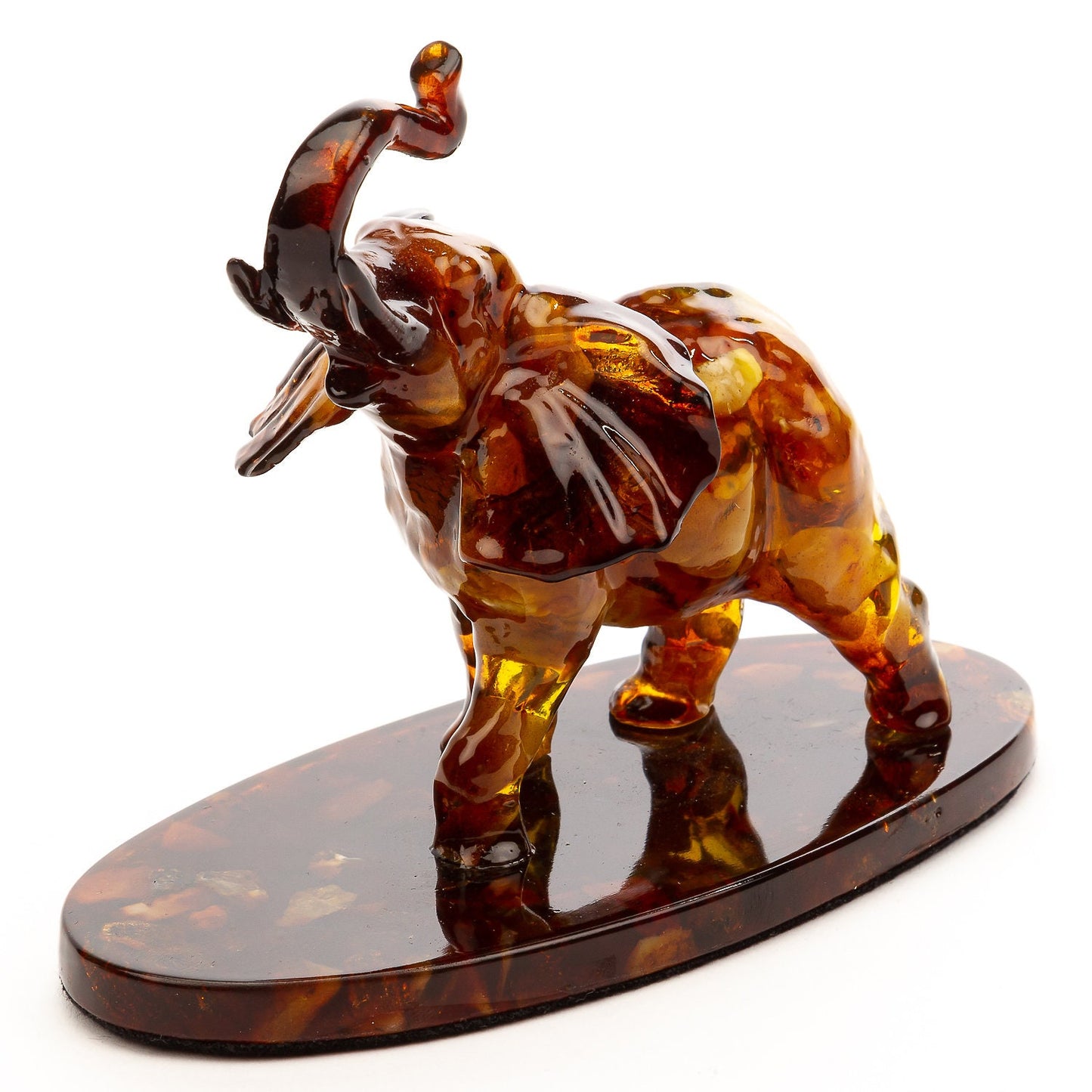 Large amber elephant with raised trunk |symbol of well being and prosperity |Home Decor| Amber Sculpture Souvenir |Amber Elephant Statuette