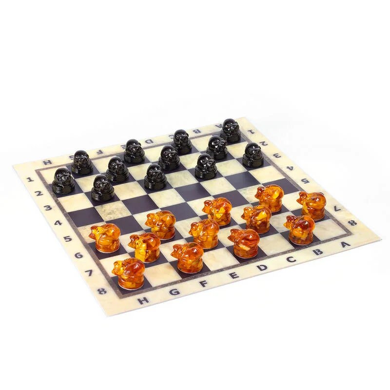 Handmade Amber curly checkers for board games Cat and Mouse |Board Game|Luxury animal Checker pieces|Vip gift|Board game gift|Unick checkers